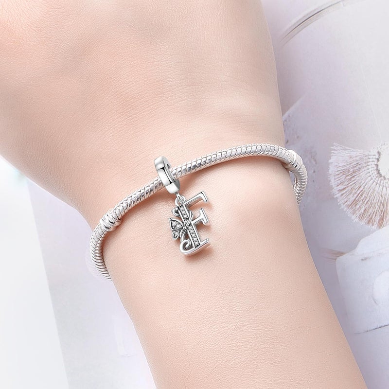 PANPOKI Store 2 Pack 925 Sterling Silver Butterfly Letter Charms for Bracelets and Necklace Alphabet Initial Dangle Pendants Round Spacer Beads Pave Cubic Zirconia Jewelry Gift for Women - Image 4
